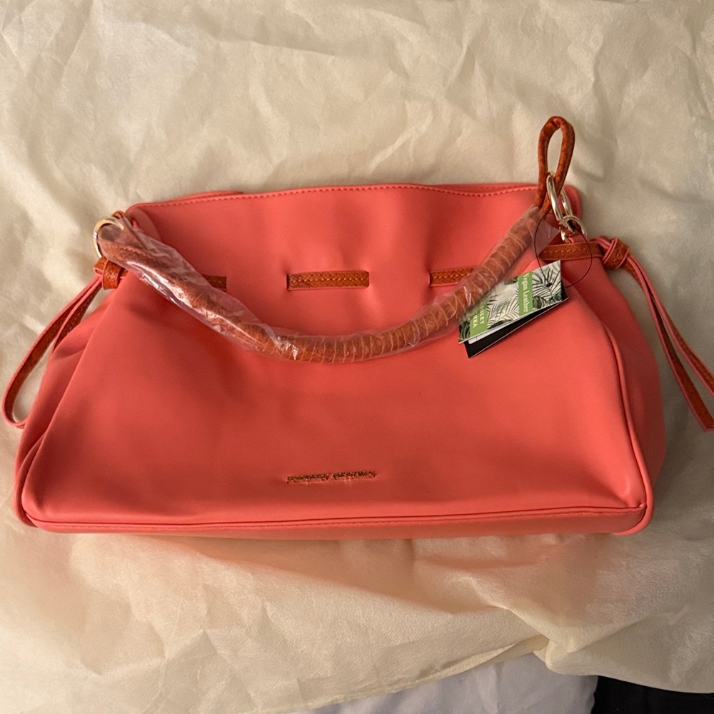 Badgley Mischka Coral Shoulder Bag with Brown Accents